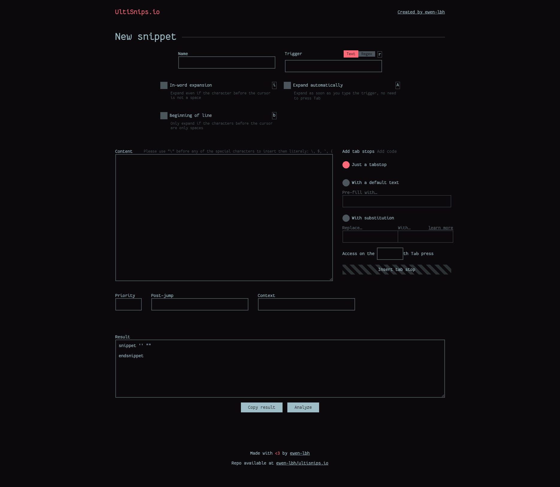 A screenshot of the website